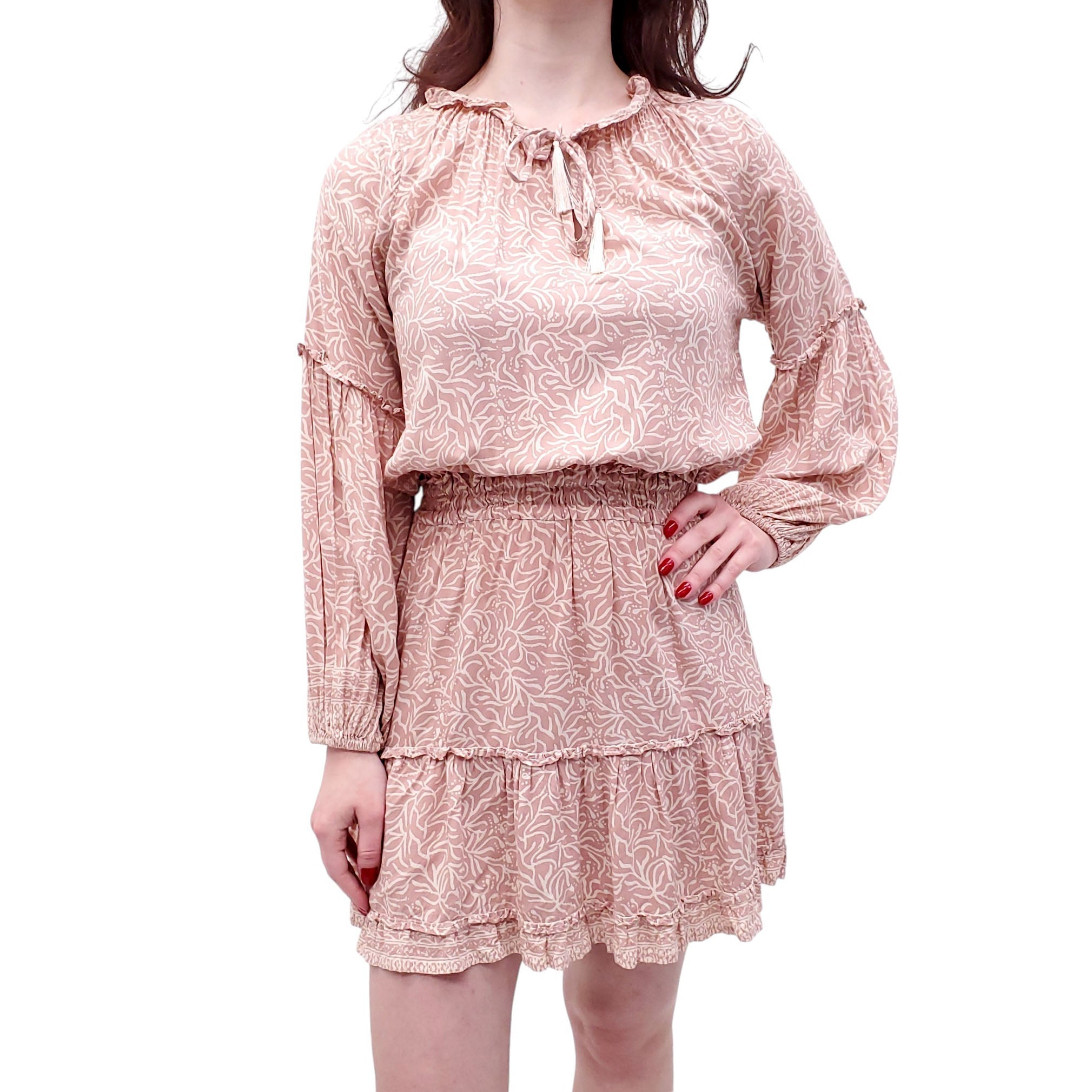 NATALIE MARTIN BLUSH PINK PATTERNED DRESS - SIZE S