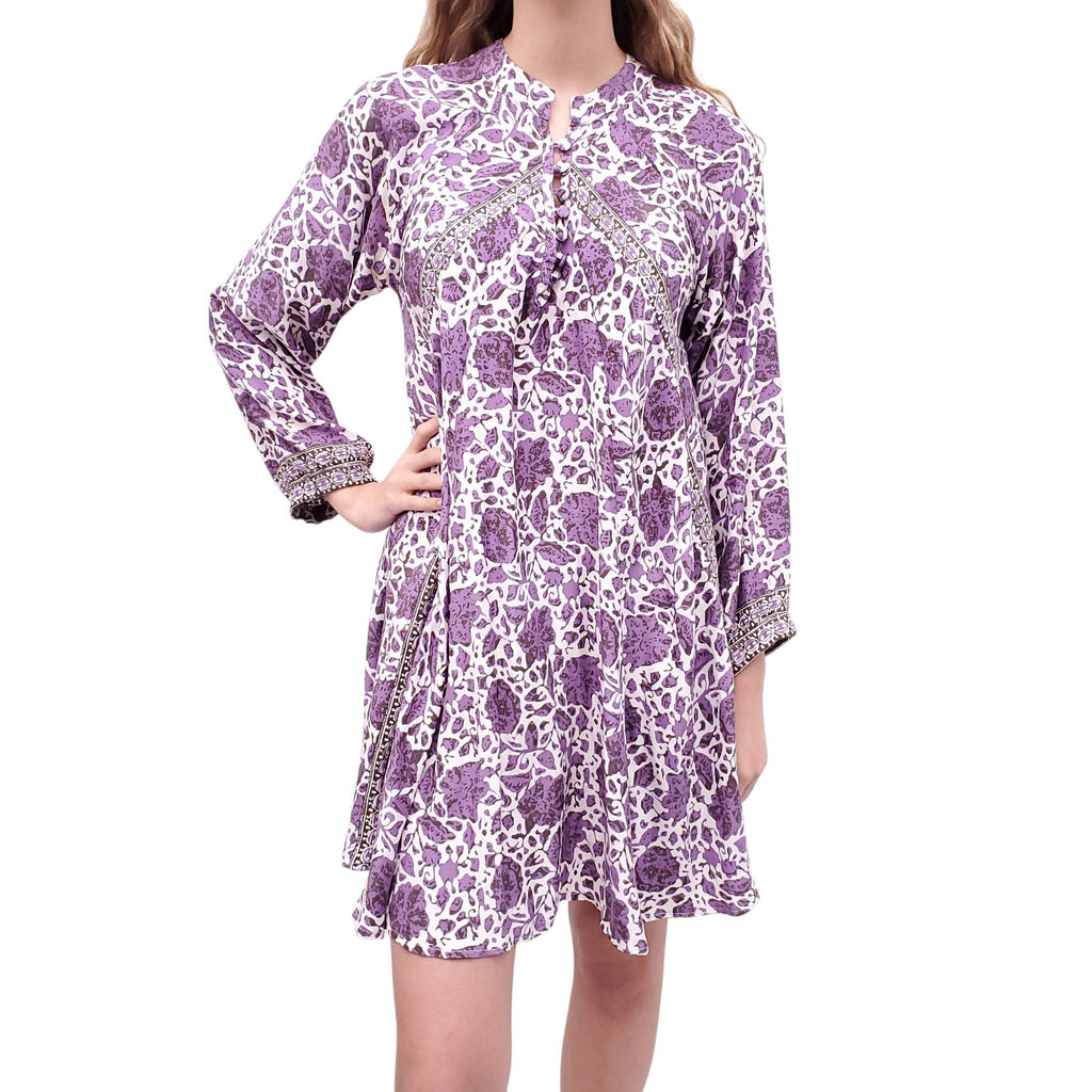 NATALIE MARTIN PURPLE TUNIC SILK DRESS - SIZE XS