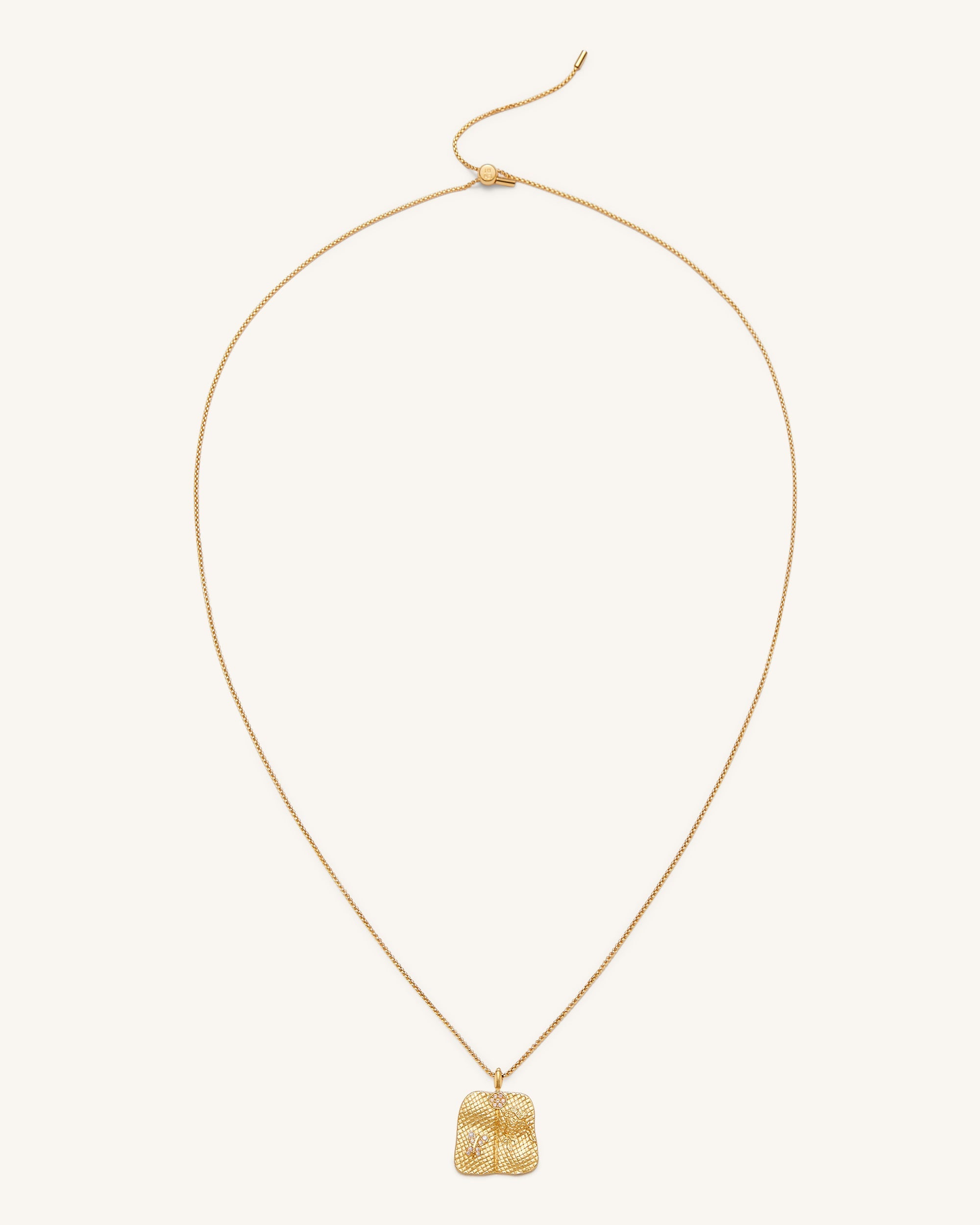 Plantain Fan Pendant Necklace - 18ct Gold Plated & White Zircon