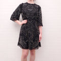 NEEDLE & THREAD BLACK DRESS WITH SILVER PATTERNED BEADING - SIZE 8