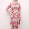 NEEDLE & THREAD PINK AND NUDE MESH SEQUIN DRESS - SIZE 8