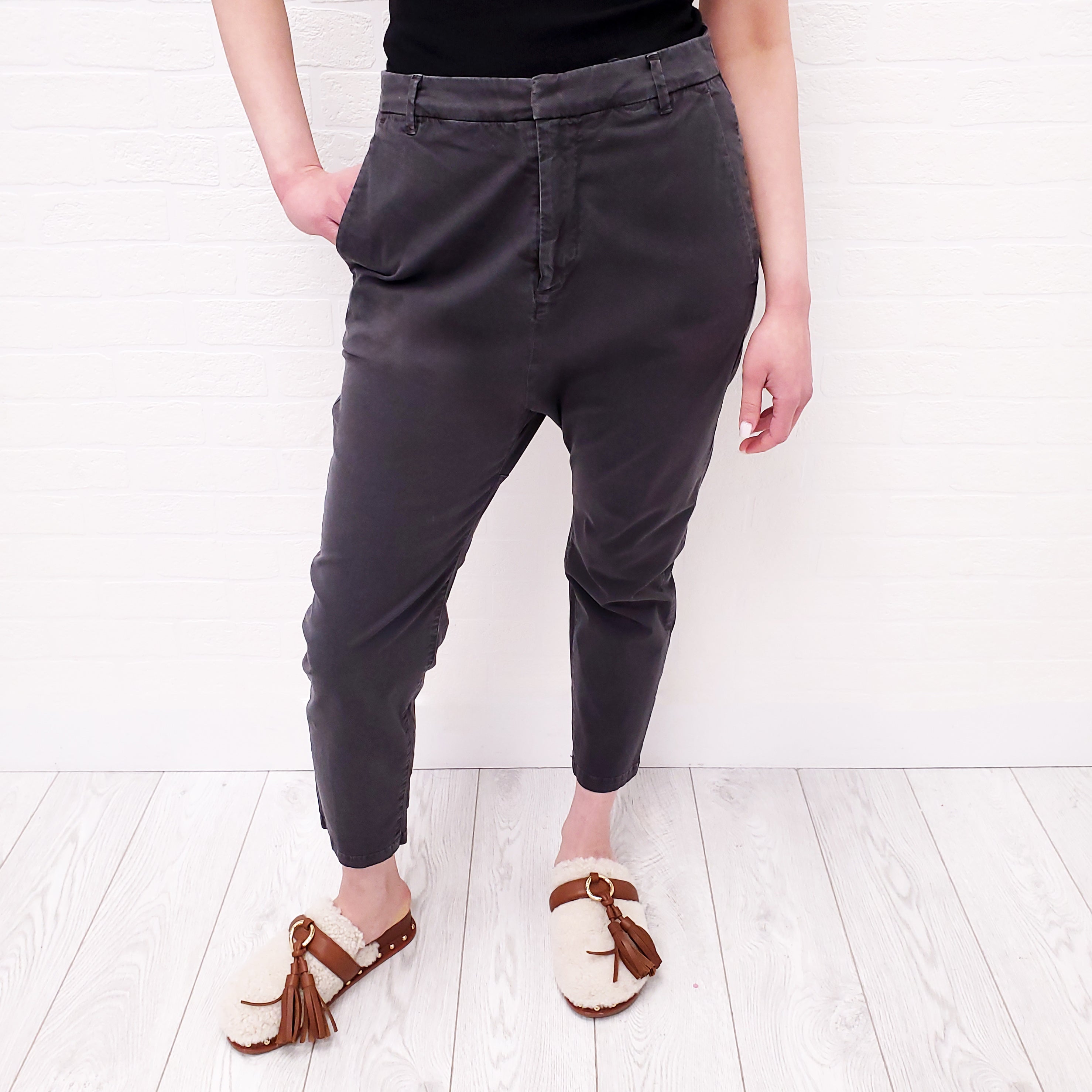 NILI LOTAN DARK GREY 'PARIS' PANTS - SIZE 2