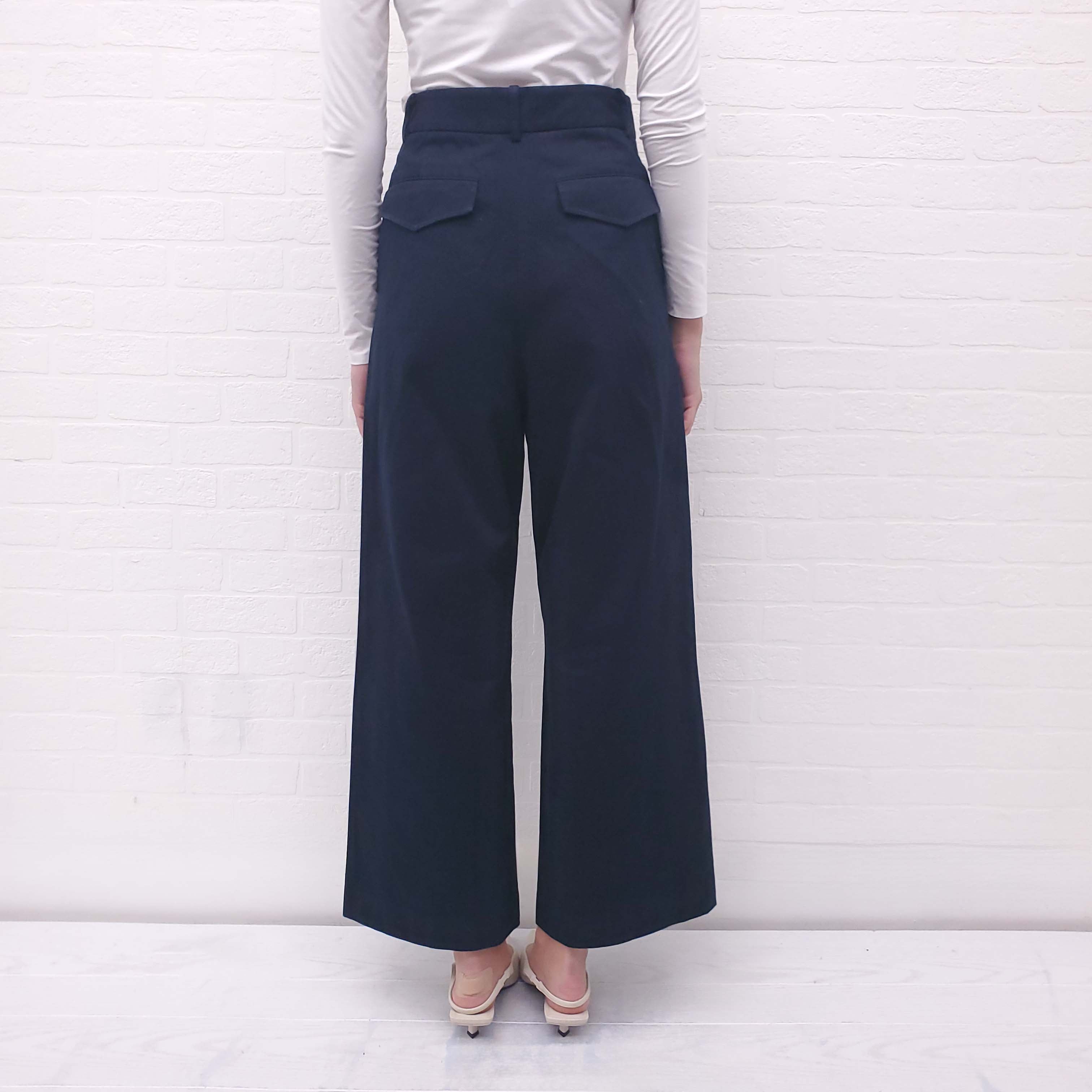 NILI LOTAN NAVY WIDE LEG TROUSERS - SIZE 2