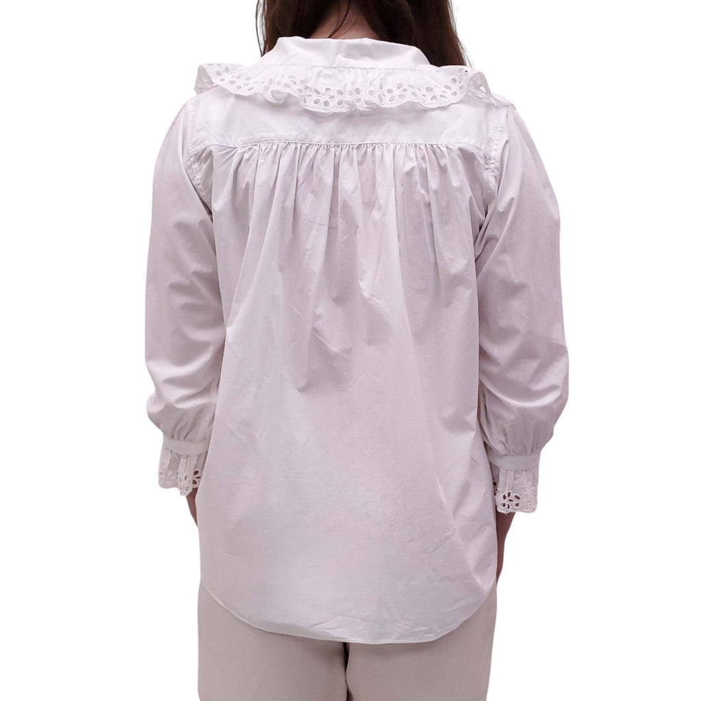 NILI LOTAN WHITE BLOUSE WITH EYELET DETAIL - SIZE XS