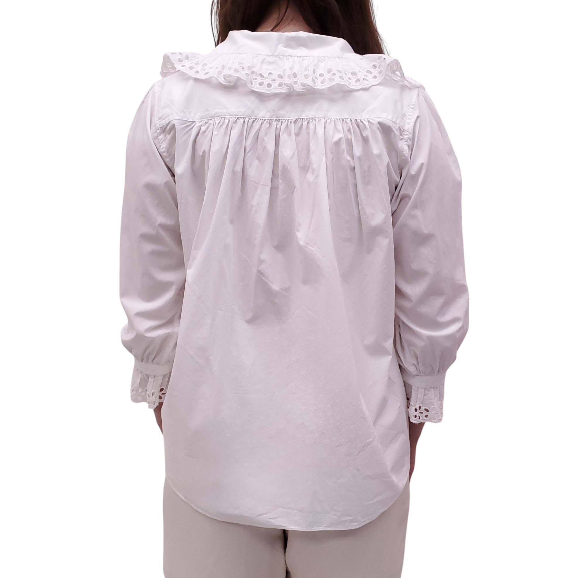 NILI LOTAN WHITE BLOUSE WITH EYELET DETAIL - SIZE XS