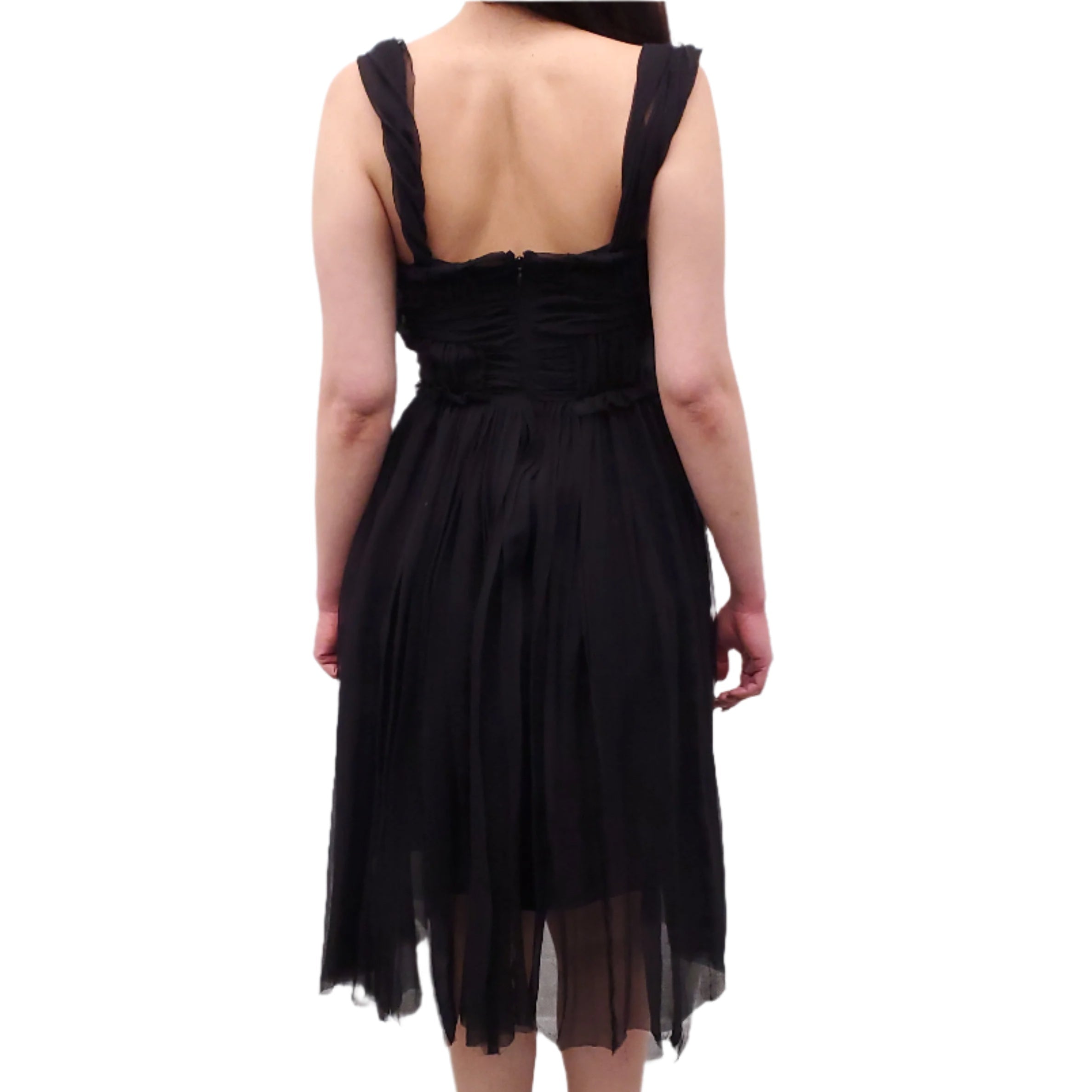 NINA RICCI BLACK SILK DRESS WITH BOW - SIZE 36