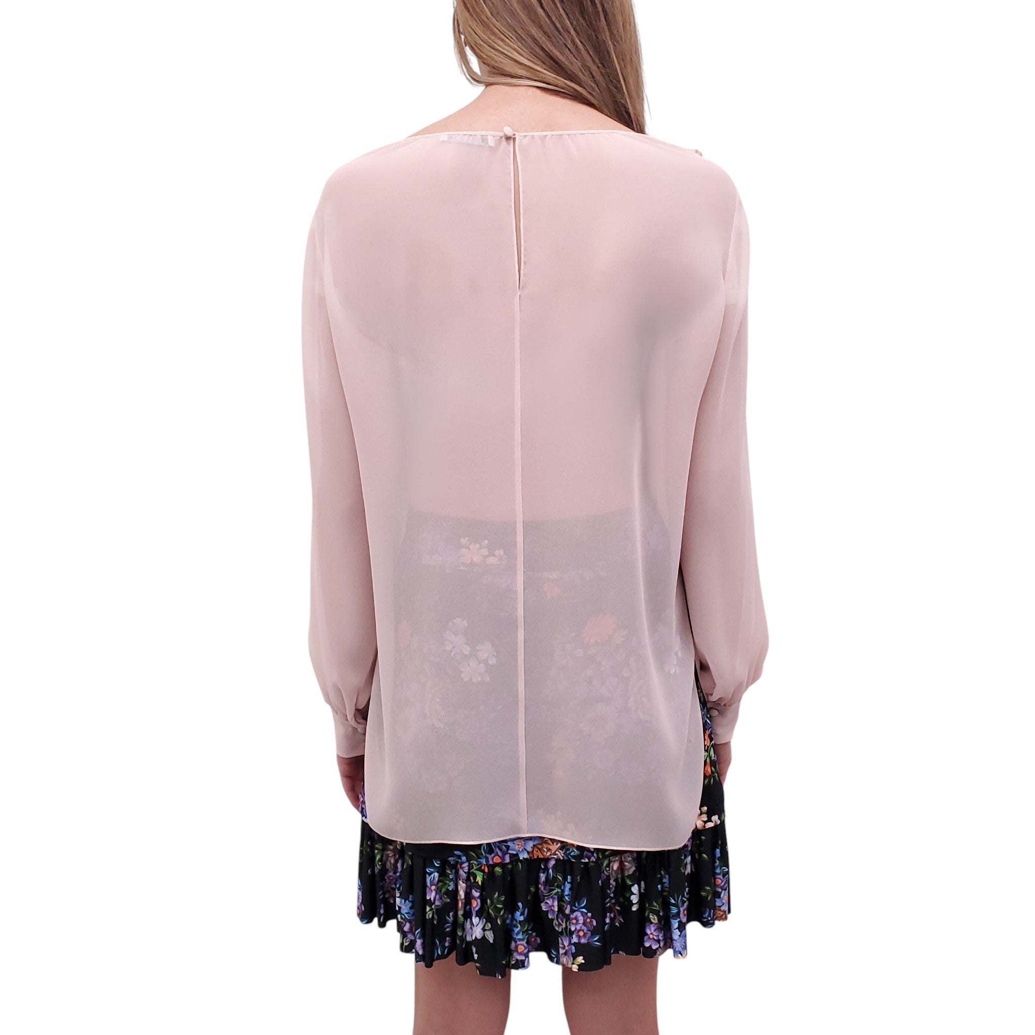 NINA RICCI PINK SILK BLOUSE WITH LACE - SIZE 42