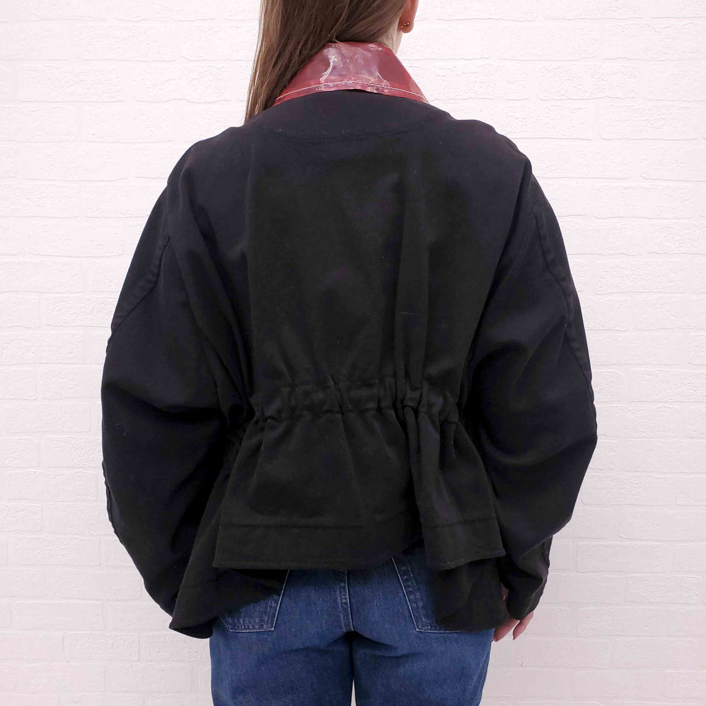 Nº21 DENIM JACKET WITH RED PVC COLLAR - SIZE 44
