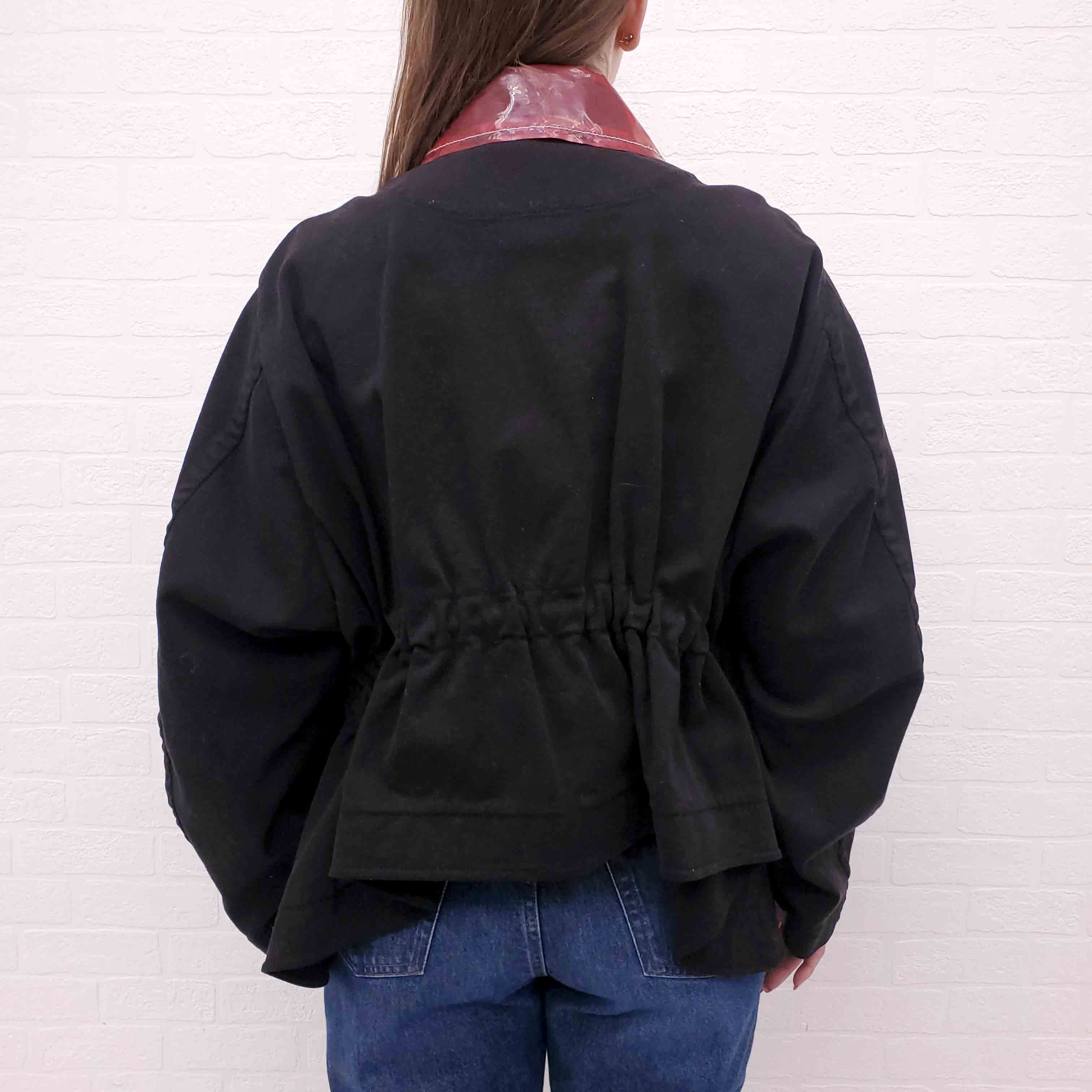 Nº21 DENIM JACKET WITH RED PVC COLLAR - SIZE 44
