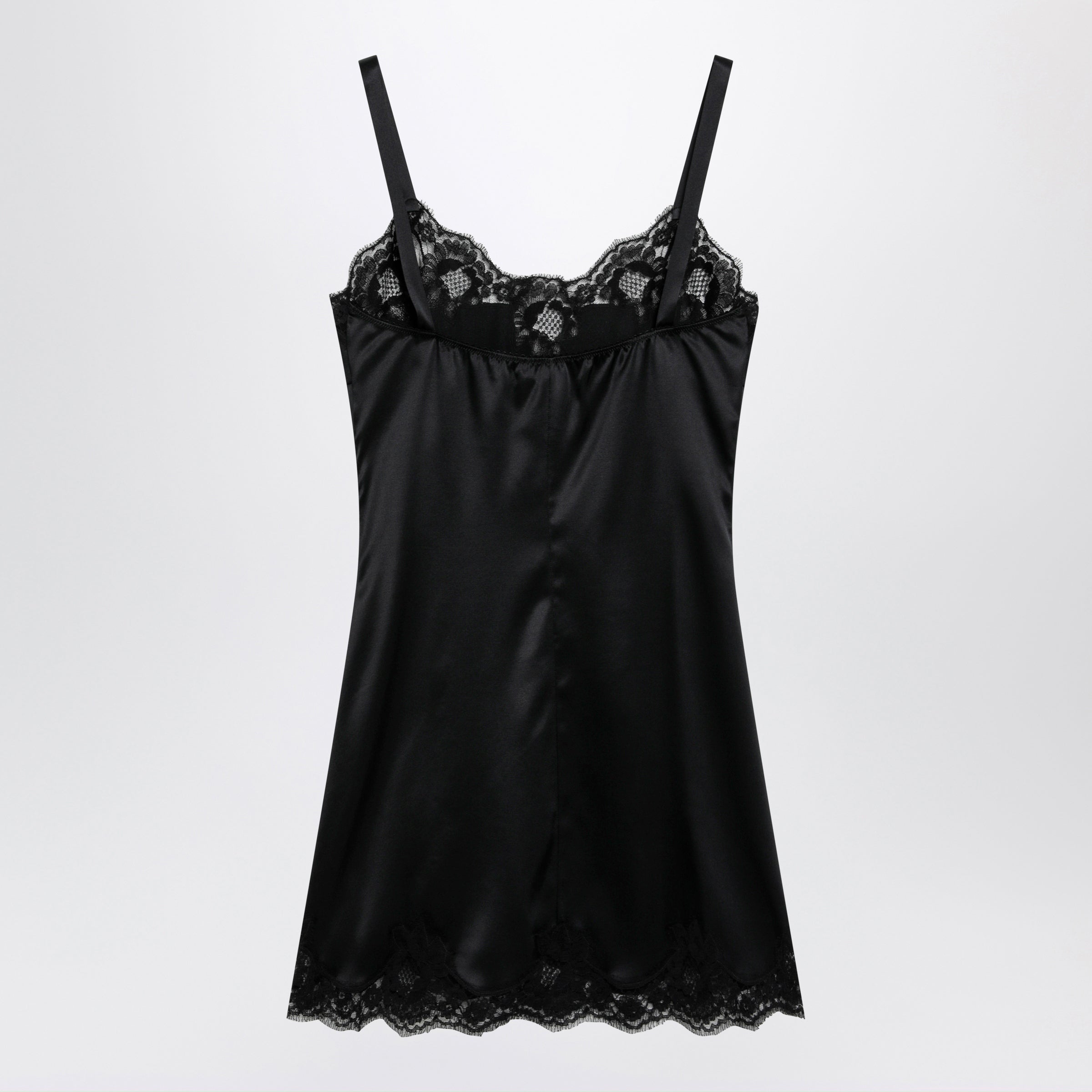 Dolce&Gabbana Black Silk Satin Slip With Lace Trim Women