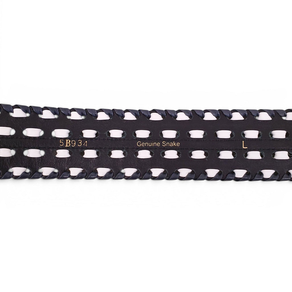OSCAR DE LA RENTA BLACK AND WHITE WAIST BELT WITH SNAKESKIN DETAIL - SIZE L