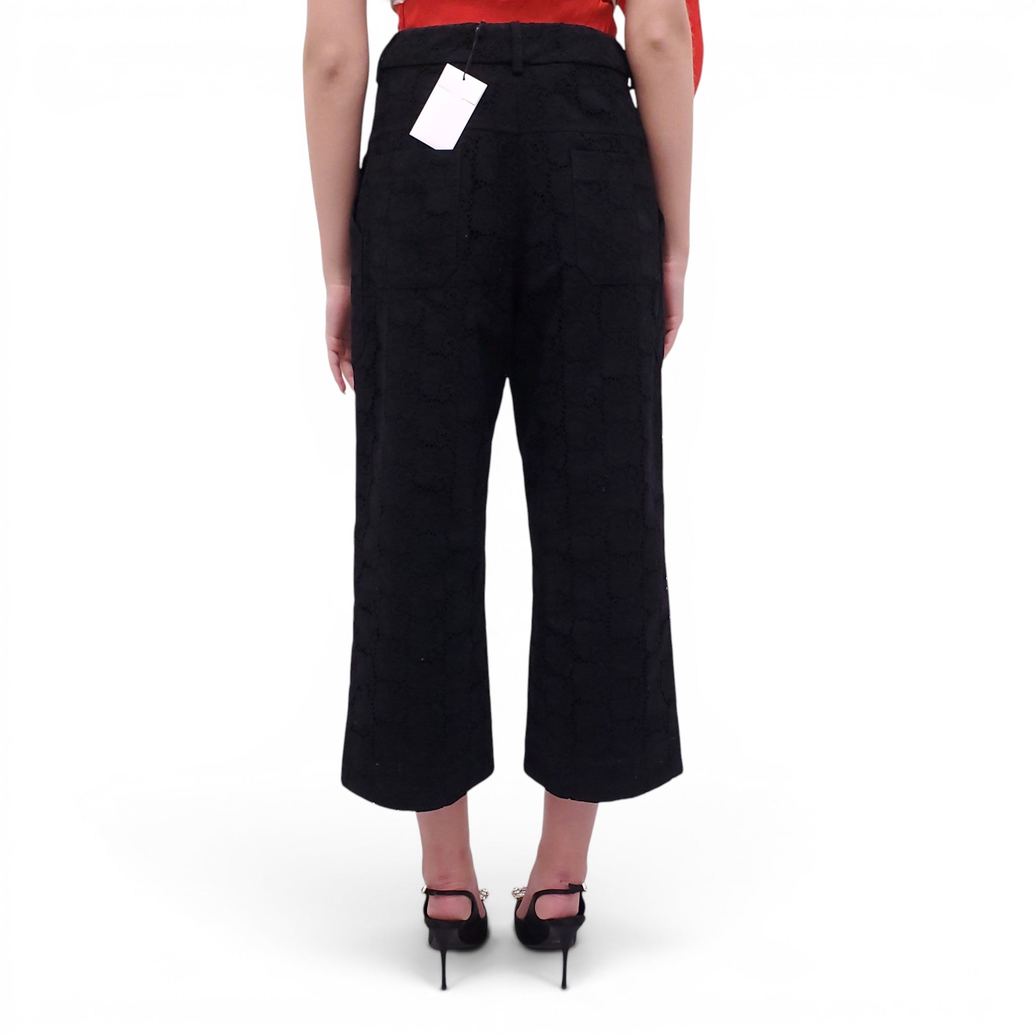 OSCAR DE LA RENTA BLACK LACE TROUSERS - SIZE 8