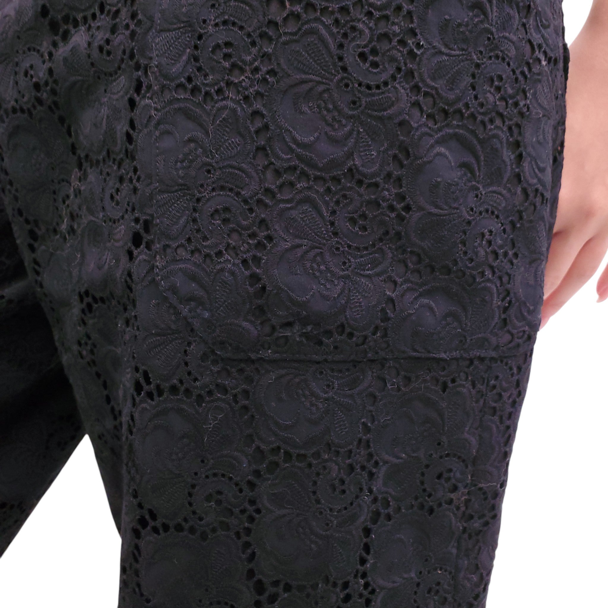 OSCAR DE LA RENTA BLACK LACE TROUSERS - SIZE 8