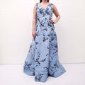 OSCAR DE LA RENTA BLUE SEQUIN EMBROIDERED GOWN - SIZE 12