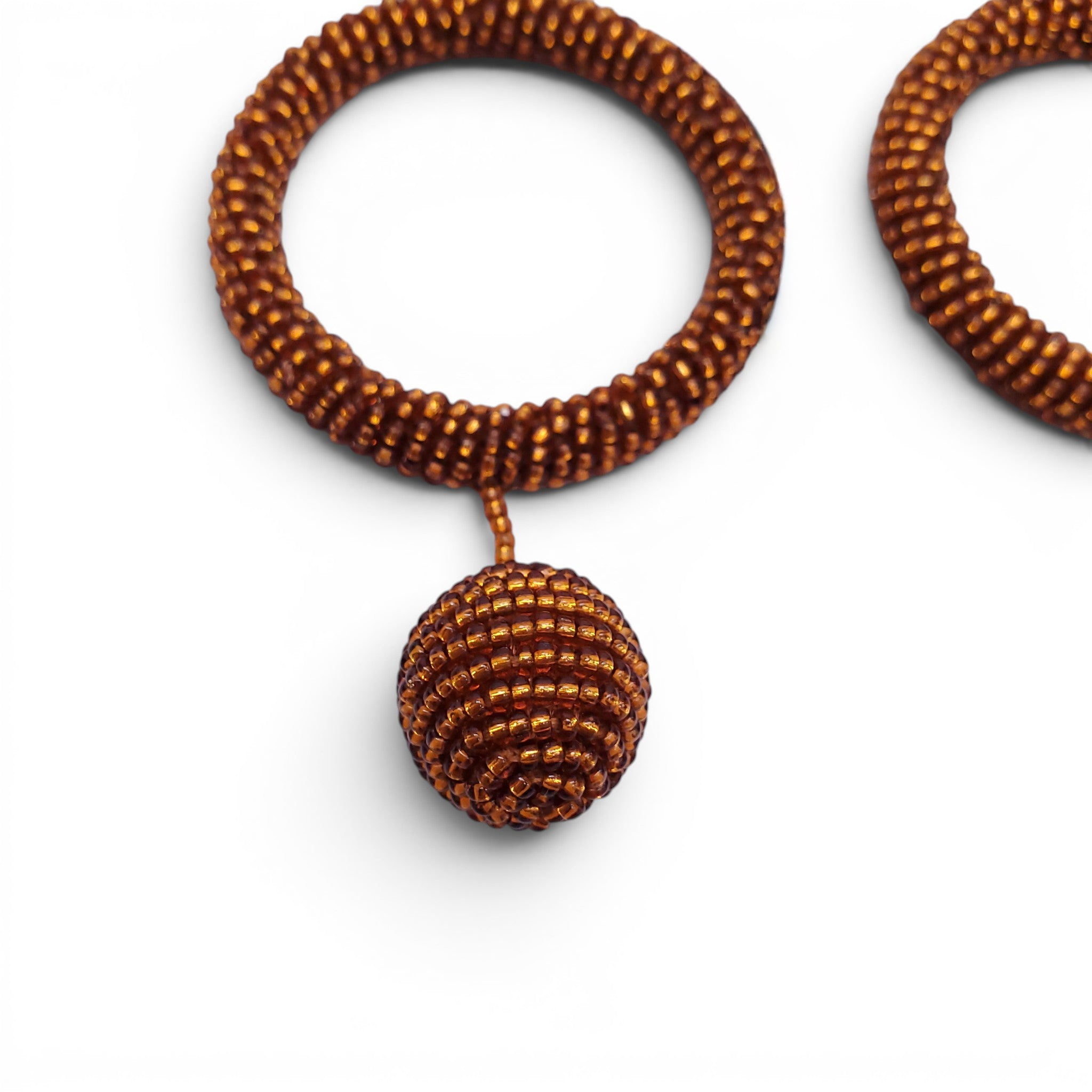 OSCAR DE LA RENTA BRONZE BEADED HOOP DROP EARRINGS