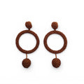 OSCAR DE LA RENTA BRONZE BEADED HOOP DROP EARRINGS