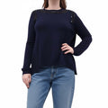 OSCAR DE LA RENTA NAVY SWEATER WITH BLACK BEADING - SIZE M