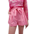OSCAR DE LA RENTA PINK HIGH-RISE COTTON SHORTS - SIZE 0
