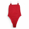 OSÉREE RED METALLIC ROSETTE ONE-PIECE SWIMSUIT - SIZE M