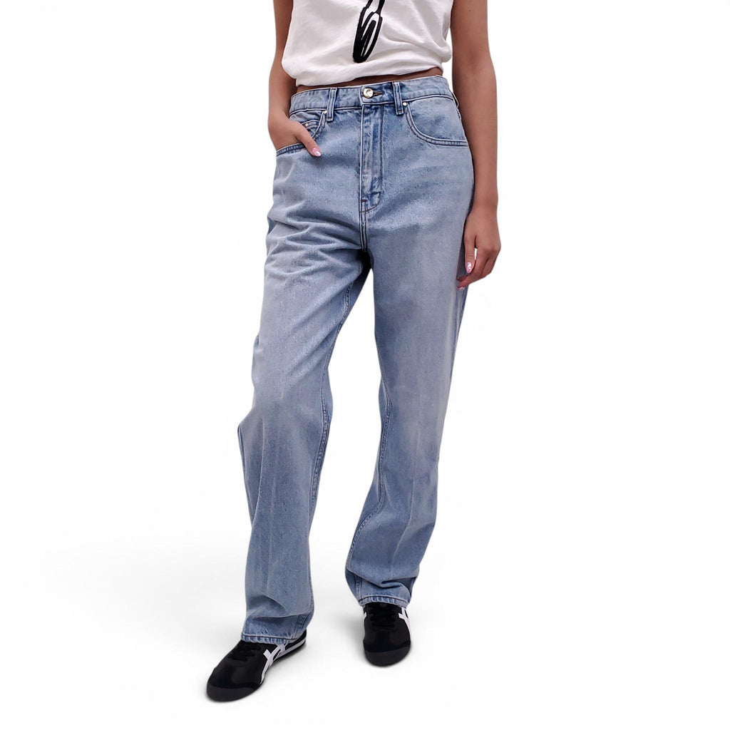 OSSOU LIGHT WASH 'NOON' CREASED JEANS - SIZE 31