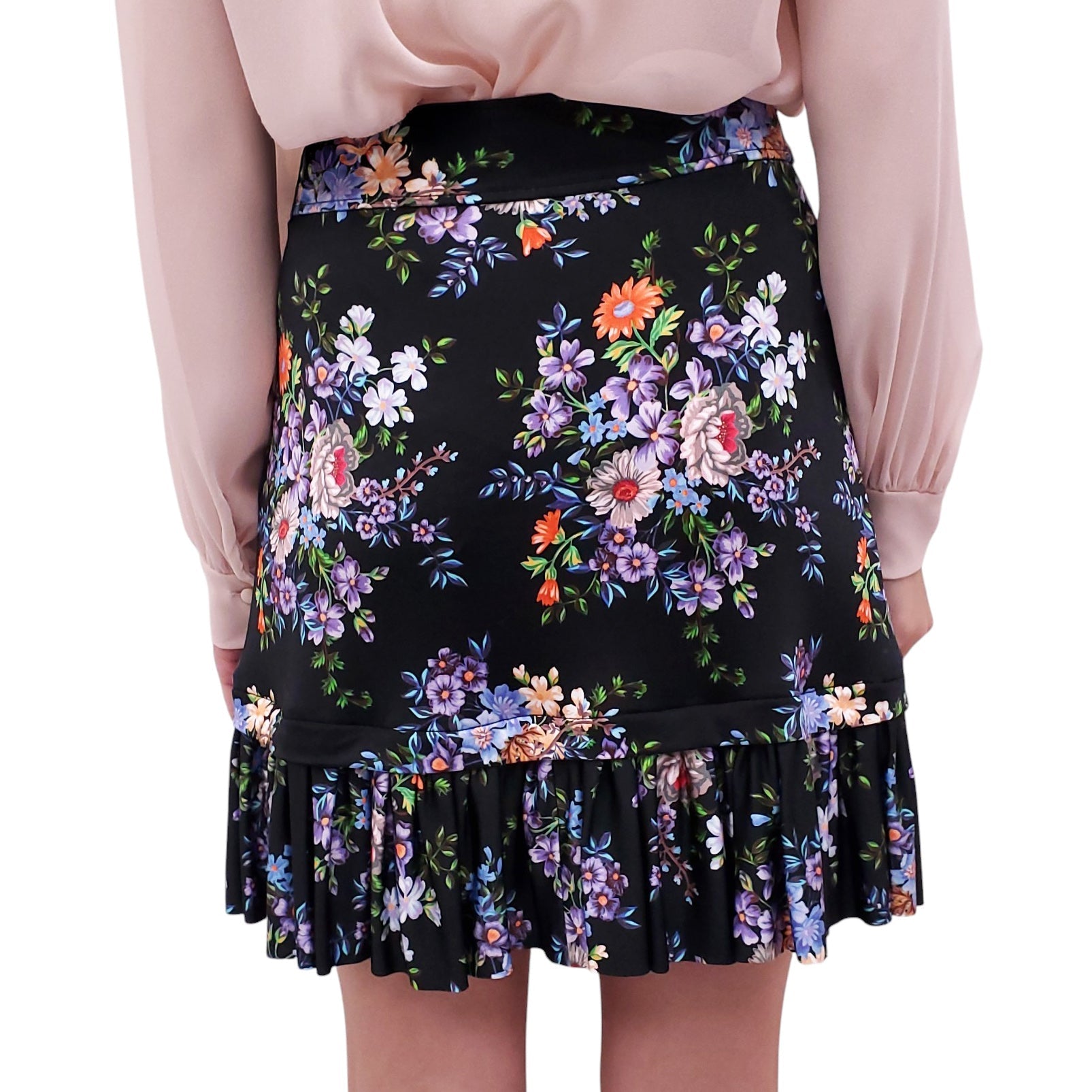 PACO RABANNE BLACK FLORAL SKIRT - SIZE 38