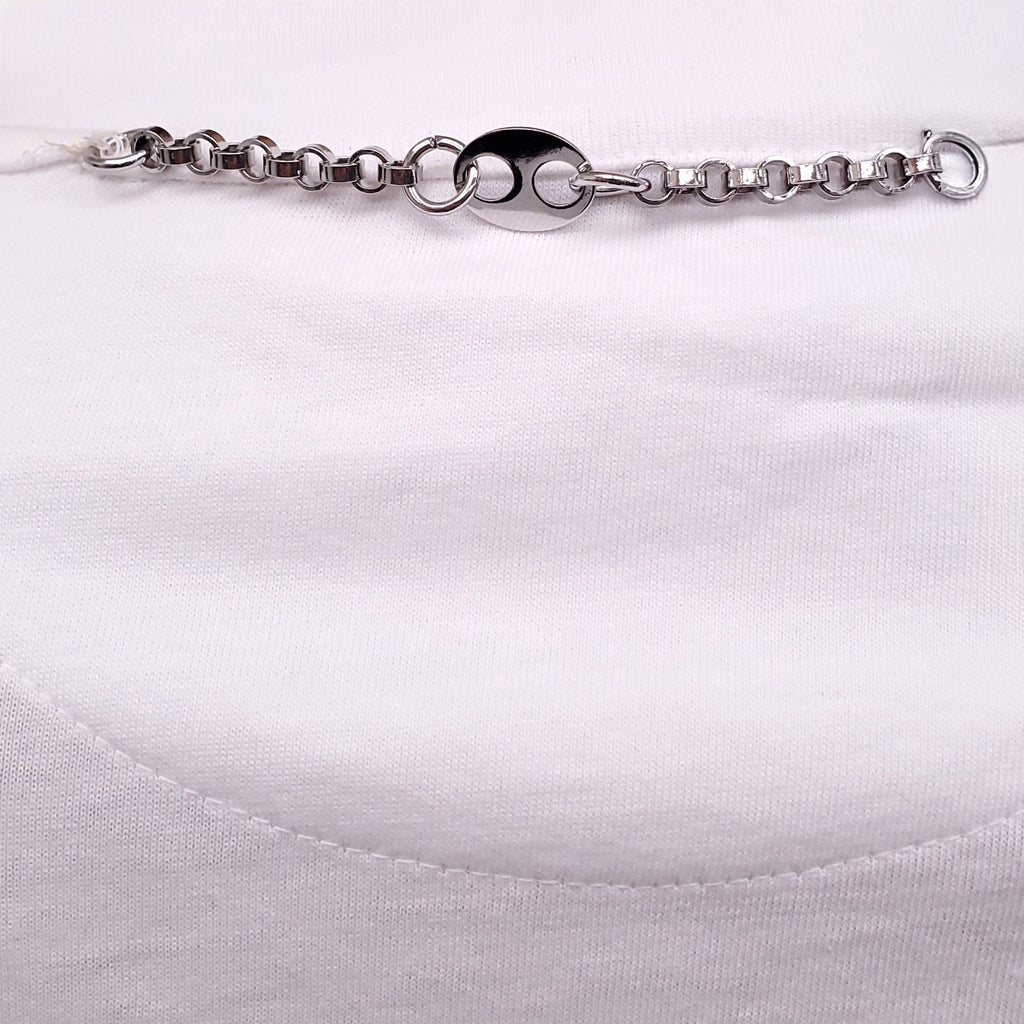 PACO RABANNE WHITE AND SILVER SEQUIN T-SHIRT - SIZE M