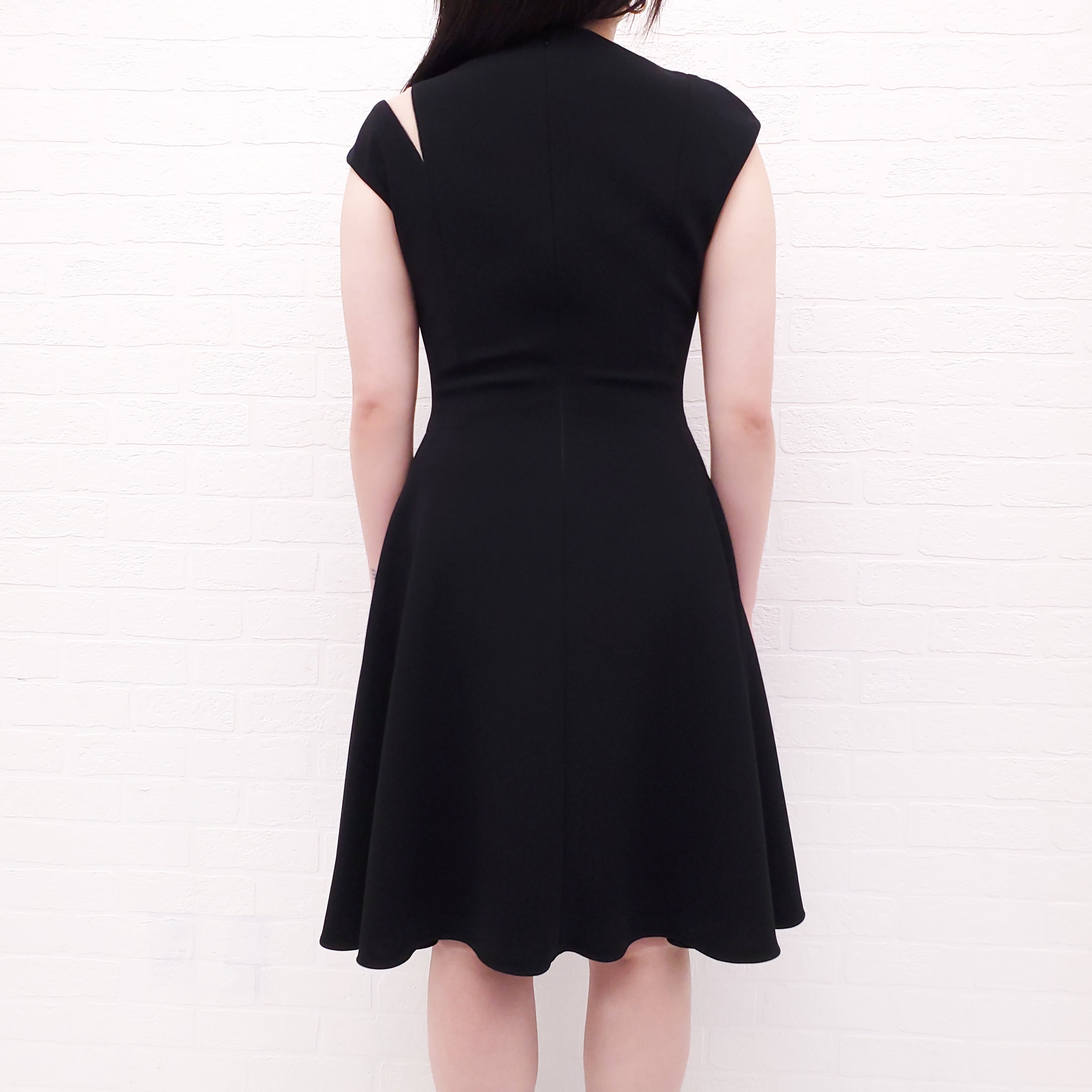 PAMELLA ROLAND BLACK DRESS WITH SHEER DETAIL - SIZE 6