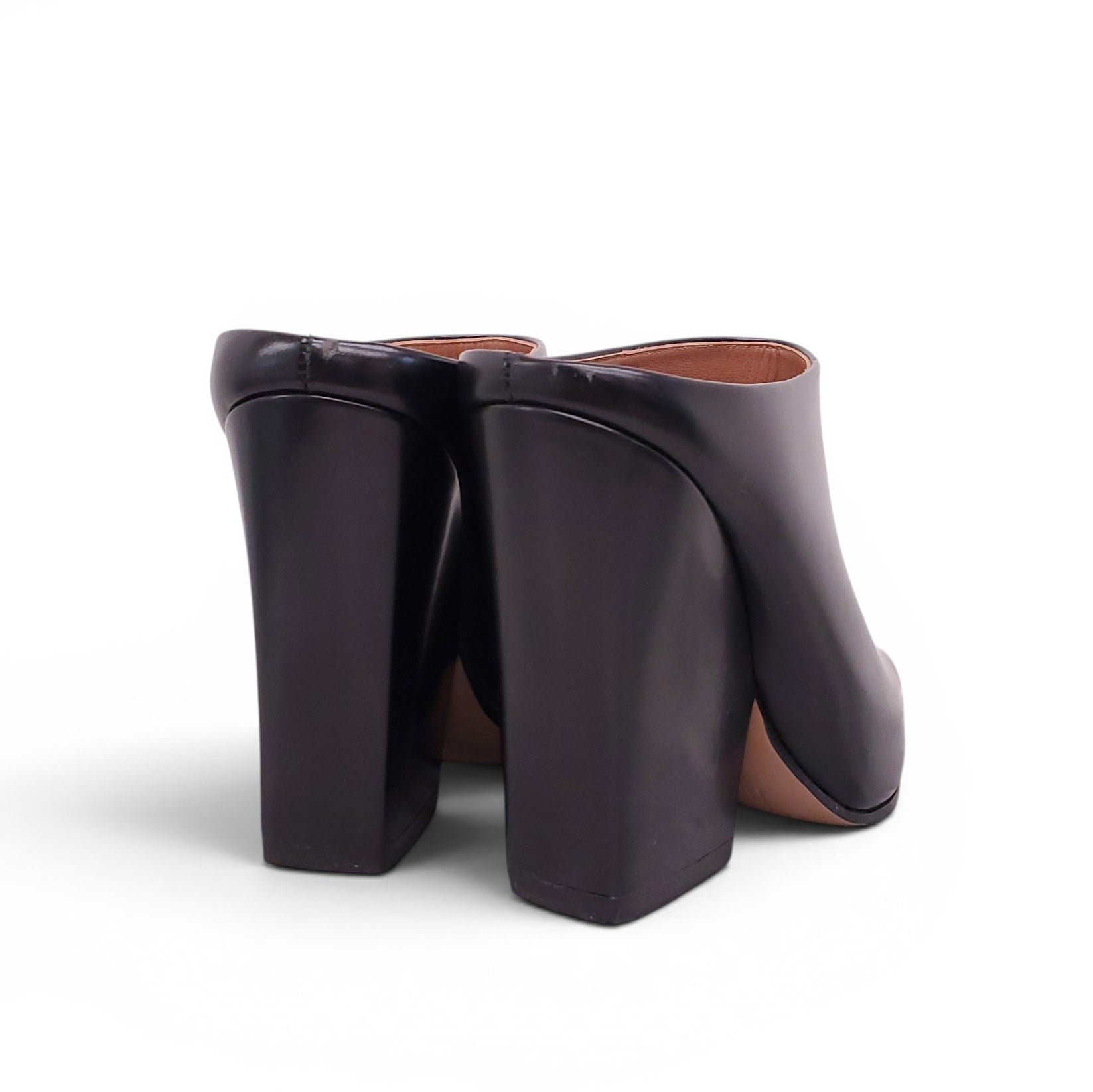 PARIS TEXAS BLACK HEELED MULES - SIZE 38.5