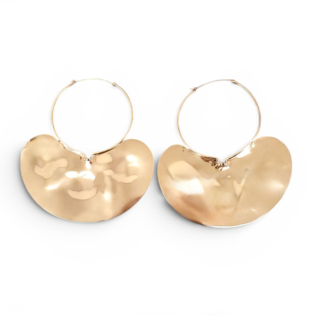PATOU LARGE HAMMERED HOOP EARRINGS