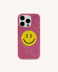 Smile Face Artificial Crystal Phone Case - Pink