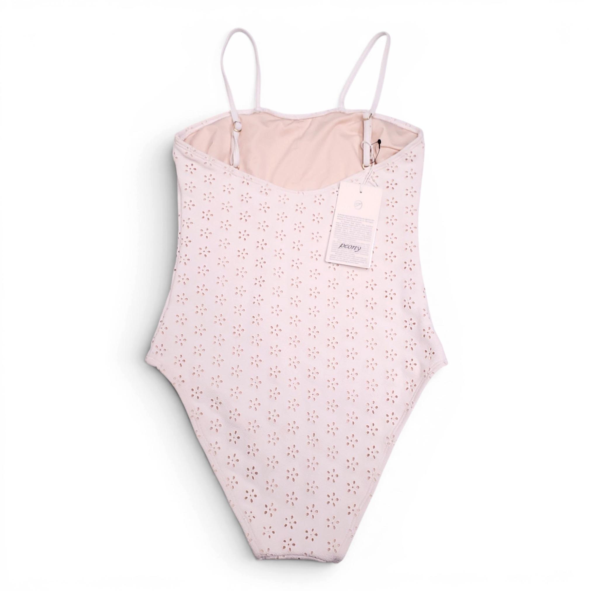 PEONY WHITE EYELET ONE-PIECE SWIMSUIT - SIZE M