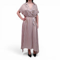 PESERICO TAUPE AND BLUE STRIPED DRESS - SIZE 50