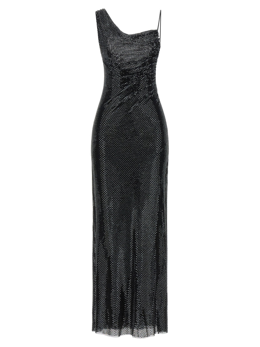 Self Portrait Women 'Black Rhinestone Draped Maxi' Dress