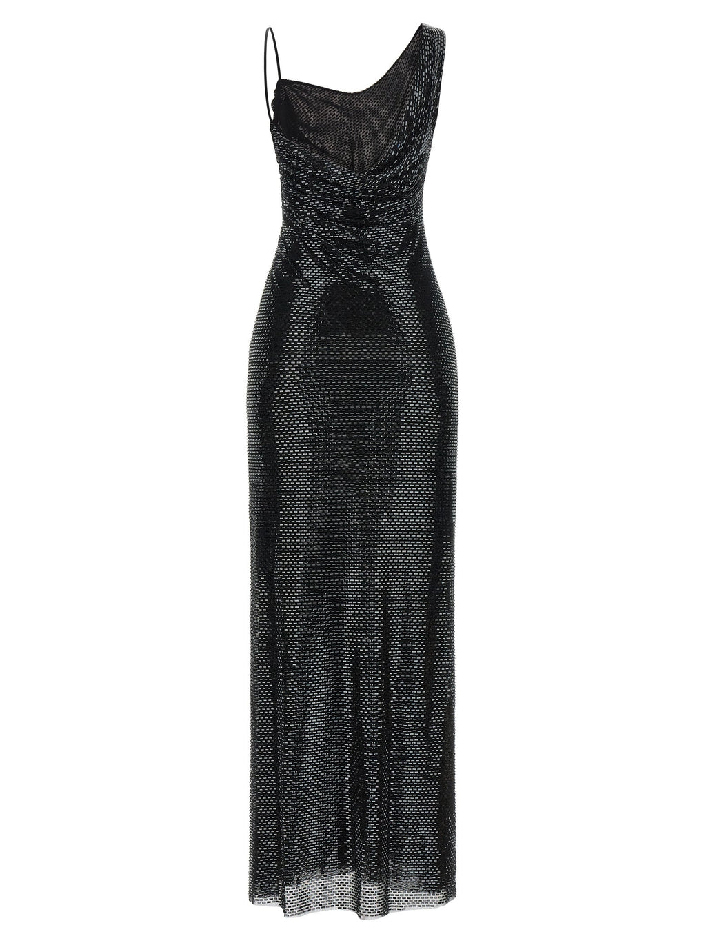 Self Portrait Women 'Black Rhinestone Draped Maxi' Dress