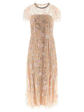 Self Portrait Women 'Pink Flower Sequin Embellished Midi' Dress