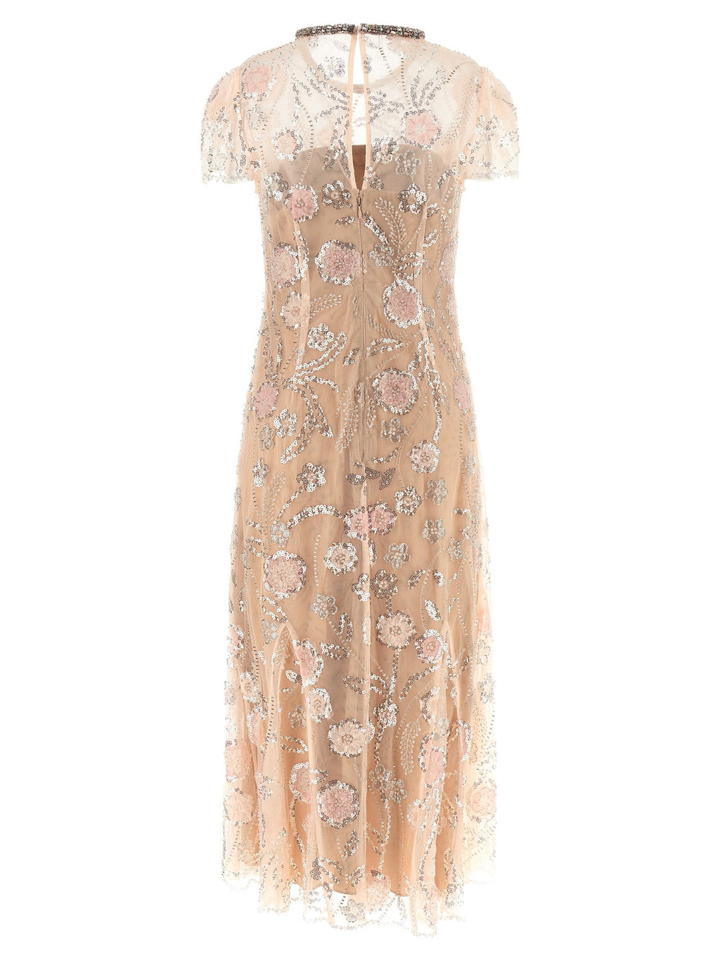 Self Portrait Women 'Pink Flower Sequin Embellished Midi' Dress