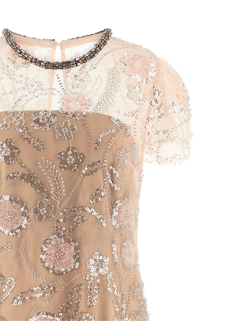 Self Portrait Women 'Pink Flower Sequin Embellished Midi' Dress