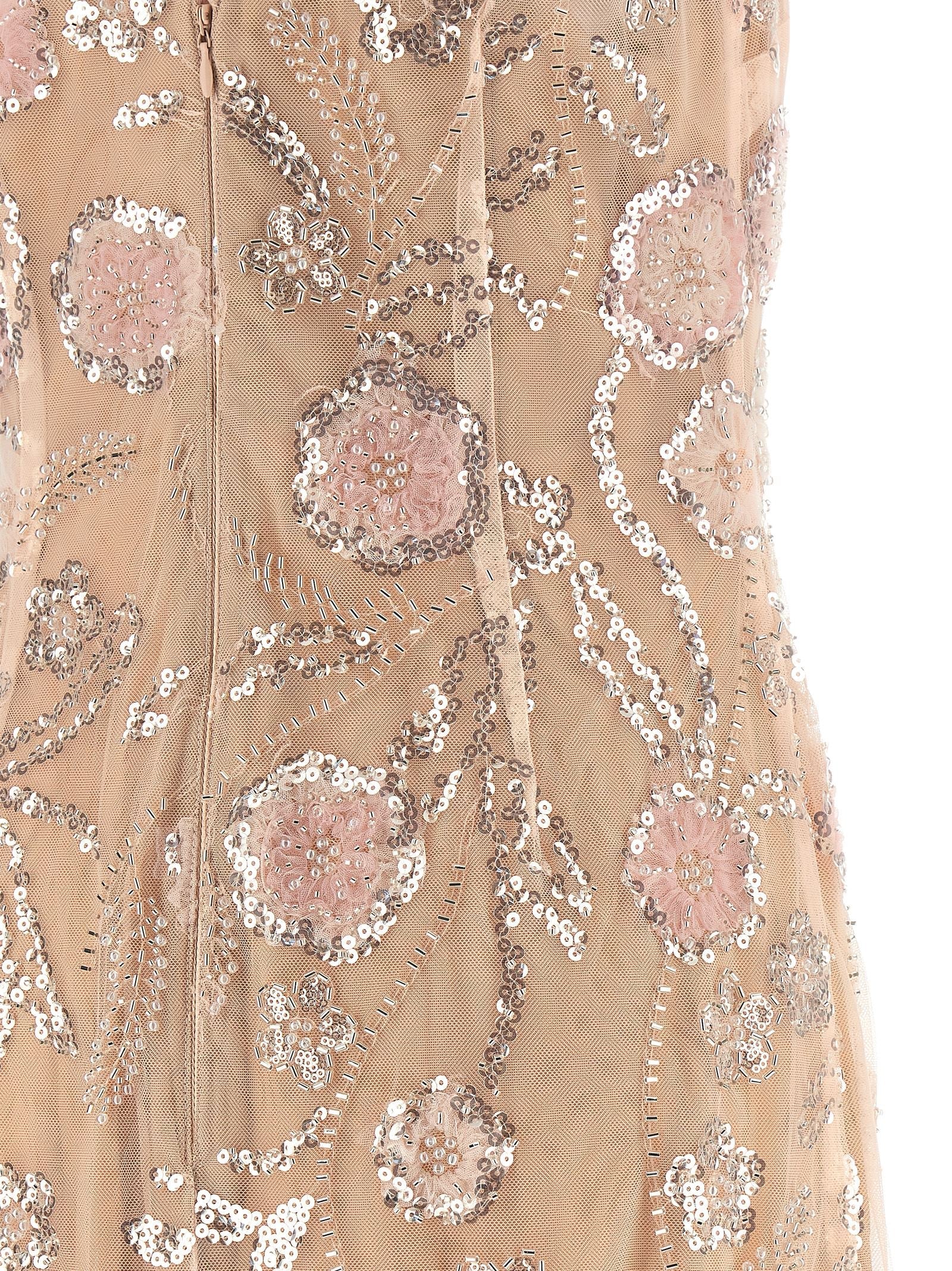 Self Portrait Women 'Pink Flower Sequin Embellished Midi' Dress