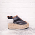 PIERRE HARDY BLACK LEATHER PLATFORM ESPADRILLES - SIZE 39