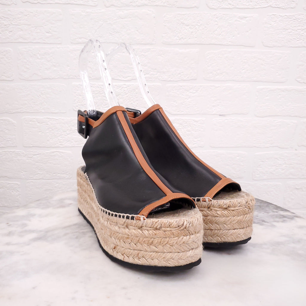 PIERRE HARDY BLACK LEATHER PLATFORM ESPADRILLES - SIZE 39