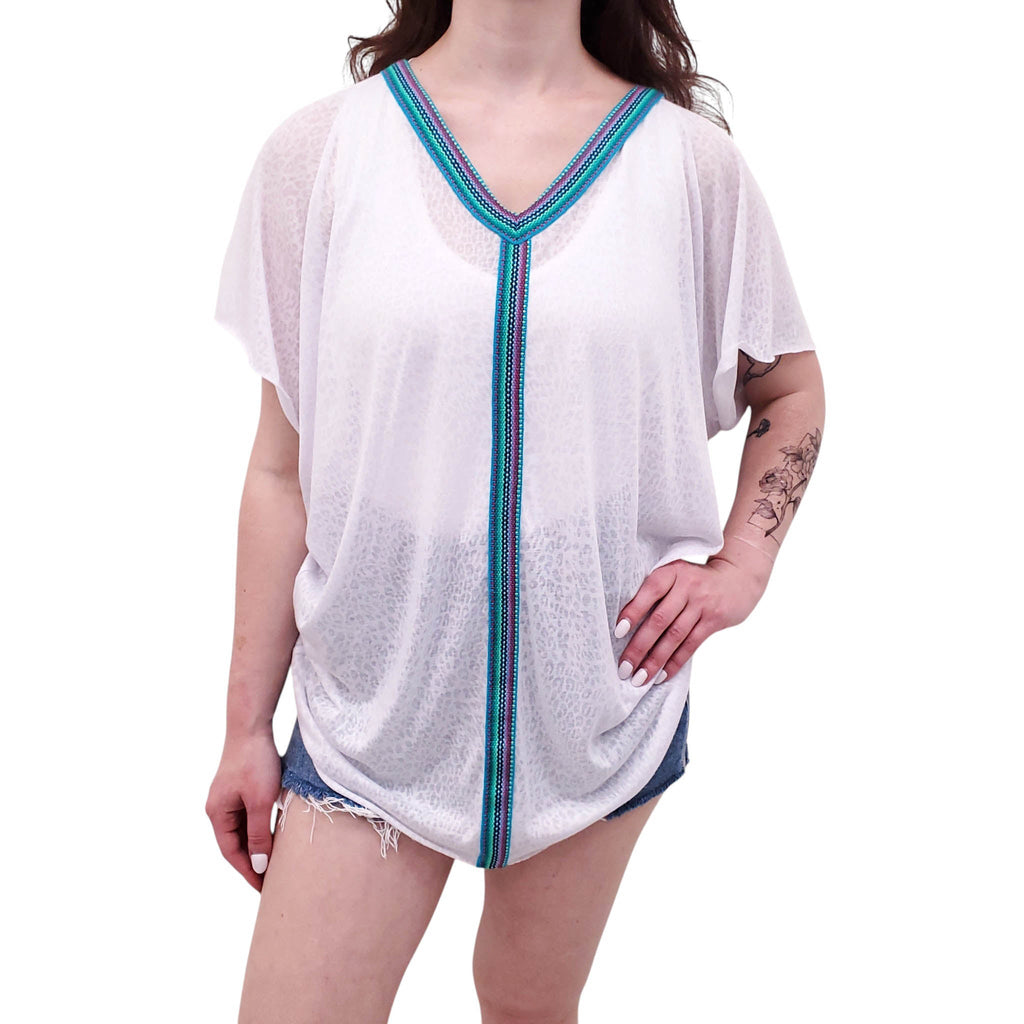 PITUSA WHITE COVER-UP BLOUSE - SIZE S