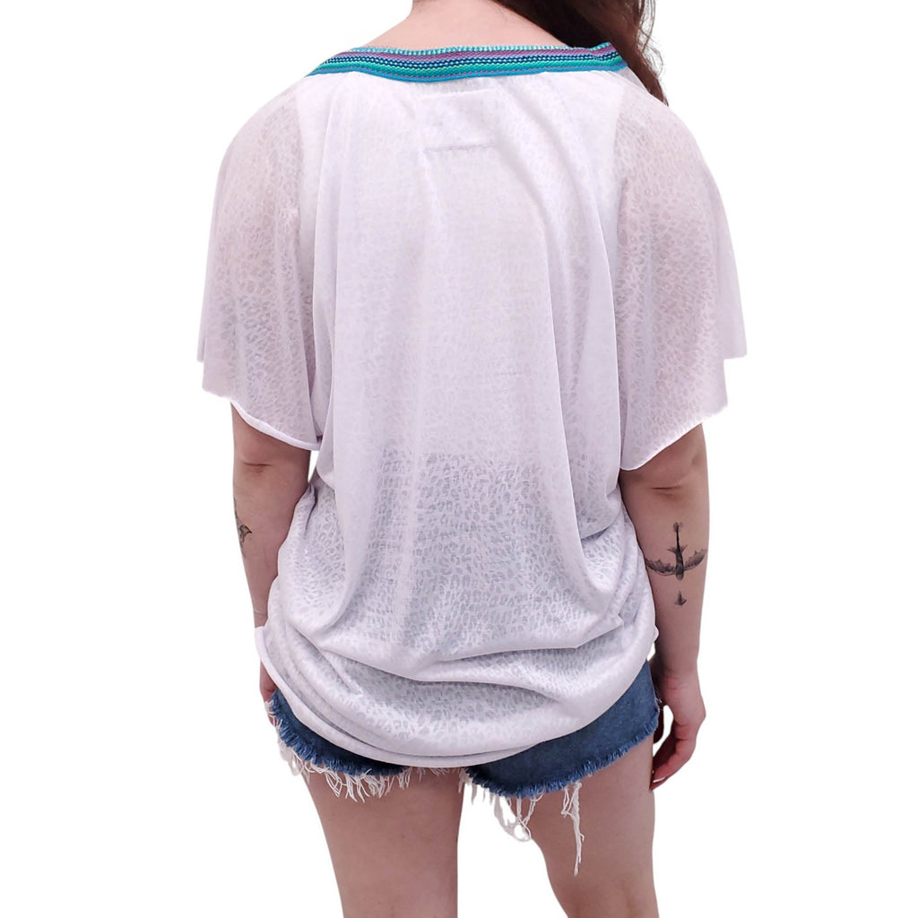 PITUSA WHITE COVER-UP BLOUSE - SIZE S