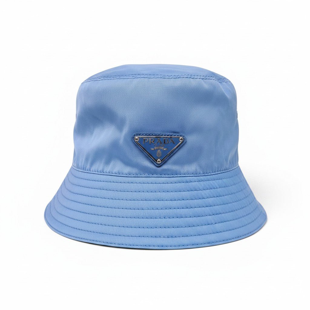 PRADA BABY BLUE RE-EDITION NYLON BUCKET HAT- SIZE M