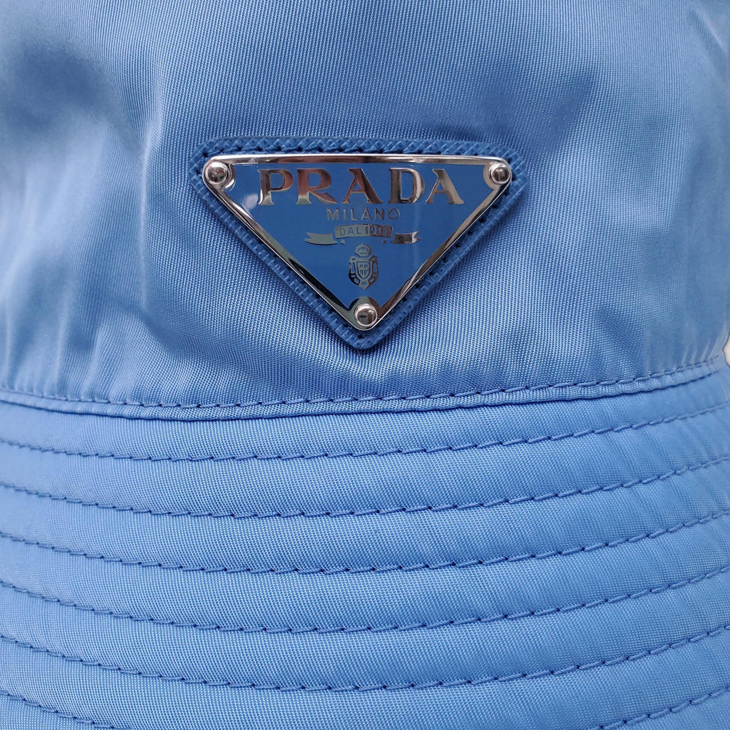 PRADA BABY BLUE RE-EDITION NYLON BUCKET HAT- SIZE M