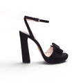 PRADA BLACK BOW SUEDE HEELS - SIZE 38