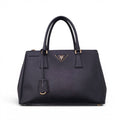 PRADA BLACK LEATHER GALLERIA SAFFIANO TOTE BAG