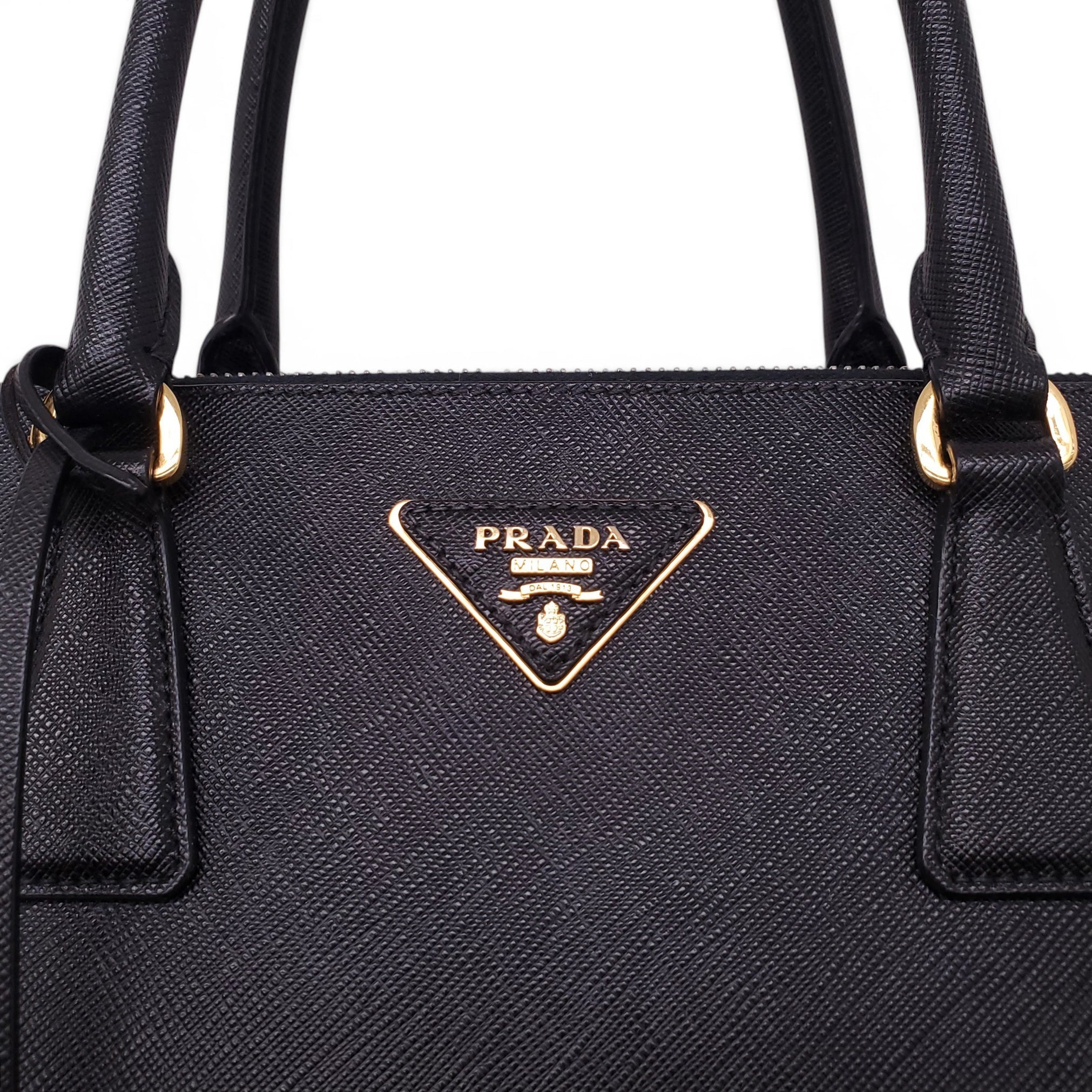 PRADA BLACK LEATHER GALLERIA SAFFIANO TOTE BAG