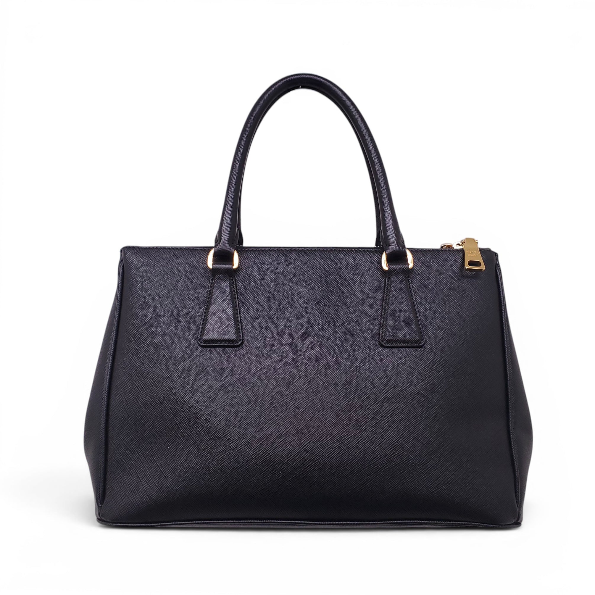 PRADA BLACK LEATHER GALLERIA SAFFIANO TOTE BAG
