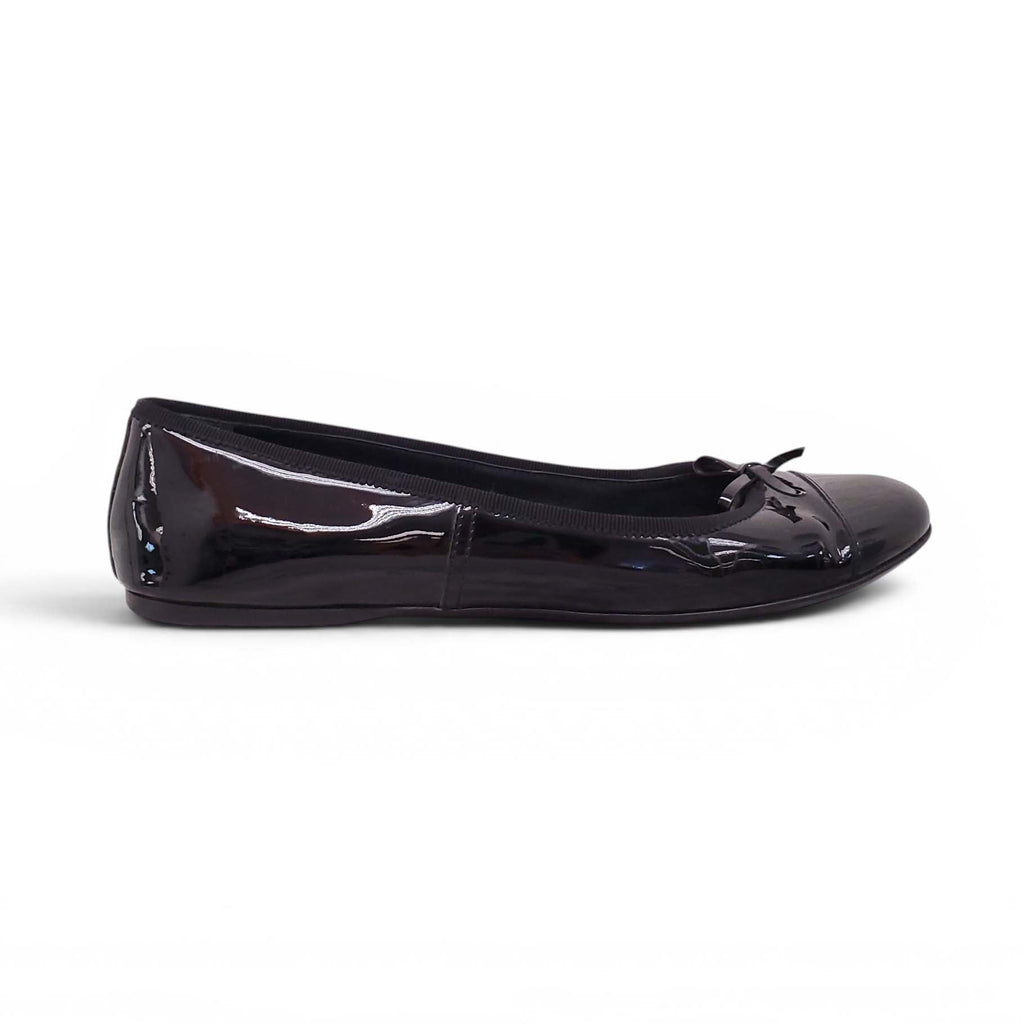 PRADA BLACK PATENT FLATS - SIZE 39