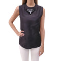 PRADA BLACK SILK LOGO BLOUSE - SIZE 40
